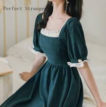 2021 Summer  New Arrival Hot Sale French Style Square Collar Short  Sleeve Women Long Dress 2024 - buy cheap