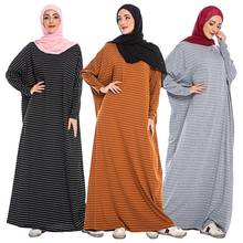 Oversized Stripes Abaya Dubai Kaftan Muslim Women Maxi Dress Batwing Sleeve Islamic Clothing Robe Farasha Caftan Arab Ramadan 2024 - buy cheap