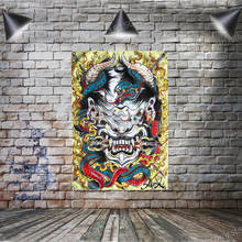 Fantasma crânio tatuagem arte cartaz bandeira bandeira decoração para casa pendurado bandeira 4 gromments em cantos 3 * 5ft 96cm * 144cm 2024 - compre barato