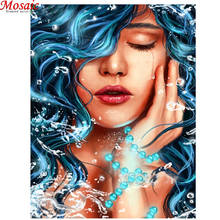 diamond embroidery abstract woman cross stitch Diy diamond painting European Crying sad beauty 3d picture of rhinestone 2024 - buy cheap