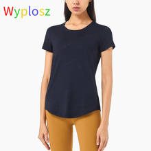 Wyplosz-Camiseta de Yoga transpirable para mujer, Top corto de manga corta con estampado de superelasticidad, secado rápido, para correr y gimnasio 2024 - compra barato