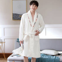 Winter Men's White Bath Robe Long-sleeve Coral Fleece Flannel Pajamas for Men Bathrobe Male Kimono Dressing Gowns Sleepwear 2024 - buy cheap