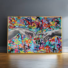 Graffiti Genesis Oil Painting on Canvas Hand In Hand HD Posters and Prints Street Wall Art Picture for Living Room Decoration 2024 - buy cheap