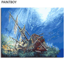 Pintura al óleo Digital de pintura al óleo para decoración del hogar para sala de estar de PAINTBOY Seascape DIY pintura por números 2024 - compra barato