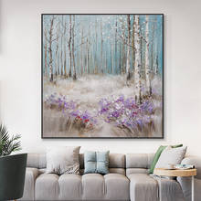 Abstract Trees With Light Purple Flowers Painting 100% Hand Painted Oil Painting On Canvas Modern Wall Art For Home Decoration 2024 - buy cheap