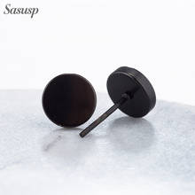 Punk Fashion Earrings For Men Women Round Stud Earrings Stainless Steel Black Circle Statement Earrings Gift 2021 2024 - buy cheap