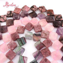 15mm Natural Stone Beads Square Twist Fluorite Quartz Rhodonite Spacer Beads for Women DIY Necklace Bracelet Jewelry Making  15" 2024 - buy cheap