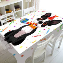 Cheerful Boston Terrier Dog Birthday Party Decorations Cute Dogs Puppy Birthday Tablecloth Kids Boy Polyester Table Cover Cloth 2024 - buy cheap