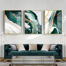 Poster abstrato moderno de folha de ouro, pinturas verdes em tela para sala, quarto, posteres e impressões, arte de parede, decoração de casa 2024 - compre barato