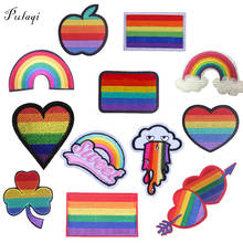 Pulaqi Smile Rainbow Iron On Patches For Clothing Lgbt Flag Gay Pride Embroidered Rainbow Patch DIY Sticker On Clothes Appliques 2024 - buy cheap