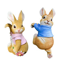 Garden Small Rabbit Animal Decoration Resin Crafts Statues for Christmas Easter #W0 2024 - buy cheap