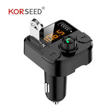 KORSEED Dual USB Car Charger With FM Transmitter Bluetooth Hands-free FM Modulator Car Phone Charger For  iPhone 2024 - buy cheap