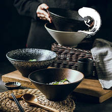 Conjunto de utensílios de mesa criativo japonês, chapéu comercial de bambu, tigela de cerâmica, bandana doméstica, arroz, macarrão, tigela de sopa 2024 - compre barato