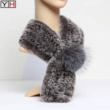 New Winter Lady Natural Rex Rabbit Fur Scarfs Women Warm Genuine Fur Scarves Fashion Thick Soft Knitted Real Fur Scarfs 2024 - buy cheap