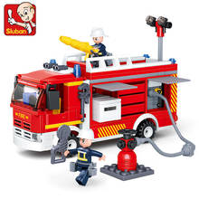 343Pcs City Triple Fire Water Tank Truck Car Building Blocks Set Brinquedos Bricks Educational Toys for Children Christmas Gifts 2024 - buy cheap