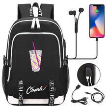 Girls Backpack Fashion Teenager Bookbag Charli D'Amelio Printing Canvas USB Charging Backpacks Laptop School-Bags Travel Female 2024 - buy cheap