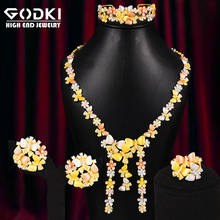 GODKI-Conjunto de joyería de Zirconia cúbica para mujer, Set de 4 piezas de lujo, mariposas rosas, África, boda, Dubai 2024 - compra barato