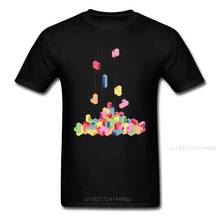 Camiseta masculina gráfica geométrica tetris, camiseta preta, colorida e solta para o verão, 80s, jogo 3d 2024 - compre barato