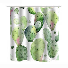 Cortina de chuveiro cacto verde plantas suculentas cortina de banheiro tecido de poliéster 2024 - compre barato