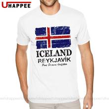 Design Vintage Iceland Flag Shirts Men Custom Printing Short Sleeves Soft Cotton Crew Shirt 2024 - buy cheap