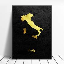 Golden Map Art Italy Canvas Painting Art Print Poster Picture Wall Modern Minimalist Bedroom Living Room Decoration 2024 - buy cheap