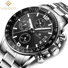 WISHDOIT-reloj deportivo de lujo para hombre, cronógrafo de acero inoxidable, de cuarzo, luminoso, resistente al agua 2024 - compra barato