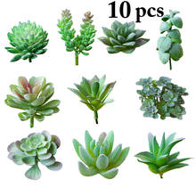 10pcs Green Flocking Artificial Succulents Plants Bonsai Desktop Fake Plants Valentine's Day Wedding Decoration 2024 - buy cheap