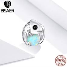 Bisaer camaleão opala 925 berloques de prata esterlina animal contas cabem diy pulseira colar para mulheres joia adorável efc 2024 - compre barato