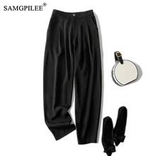 2021 New Spring And Autumn Pant For Women Drape Elastic Waist Black Slim Harem Pants Nine Point Pants Casual Woman Clothing 4XL 2024 - buy cheap