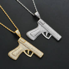 Gun Shape Pendant Necklace Hip Hop Iced Out Bling Zircon Gold Silver Color Necklace Charm Gift for Men Women 2024 - buy cheap