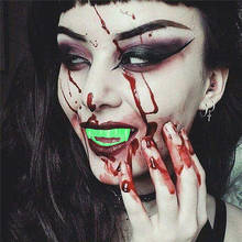 100 шт Хэллоуин украшение вампира Ложные зубы флуоресцентные зеленые светящиеся зубы монстра косплей костюм, реквизит вечерние принадлежности 2024 - купить недорого