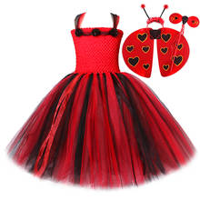 Lady Beetle Girls Tutu Dress with Wings and Headband Toddler Halloween Costume for Kids Girl Princess Fairy Dresses Long 1-14Y 2024 - buy cheap