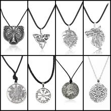 Collares vikingos para hombre, amuleto nórdico de estilo Punk gótico, múltiples colgantes de Lobo, Trinity, brújula, águila, oso, talismán 2024 - compra barato