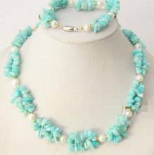 Conjunto de 2 hebras de perlas blancas, conjunto de pulsera, collar, piedras, chip de jade, bonito, envío gratis 2024 - compra barato