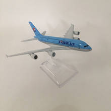 Avião de liga metálica 16cm, modelo de avião coreano de companhias aéreas aéreas a380, aéreo da boina 747 respiratória, brinquedo para crianças, presente, frete grátis 2024 - compre barato