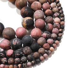 1strand Natural Dull Polish Matte Black Lace Rhodonite Beads Round Gem Loose Stone Beads For Jewelry Making Diy Bracelet 4-12mm 2024 - buy cheap