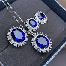 New Coming Natural And Real Sapphire Set 925 Sterling Silver 1pc Sapphire Ring,2pcs Sapphire Earring,1pc Sapphire Pendant 2024 - buy cheap