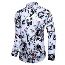 45KG-120KG Autumn Men Shirts Casual Regular Fit Streetwear Floral Printed Blouse Button Down Men Social Shirt Long Sleeve Tops 2024 - buy cheap