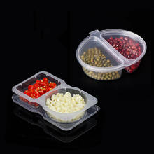40pcs High quality disposable small box double grid creative pudding salad chili sauce takeaway packaging plastic cup with lid 2024 - buy cheap