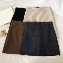 Falda de estilo coreano para mujer, falda lisa de cintura alta, estilo Kawaii, Vintage, por encima de la rodilla 2024 - compra barato