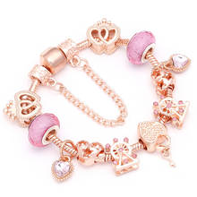 BAOPON New Heart & Key Pendant Rose Gold Color Fine Bracelets & Bangles Ferris Wheel Beads Charm Bracelet For Women Jewelry Gift 2024 - buy cheap