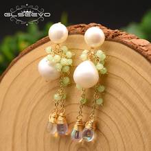 GLSEEVO Original Design Natural Round Fresh Water Pearl Drop Earrings For Women Wedding Engagement Fine Jewelry Brincos GE0871 2024 - buy cheap