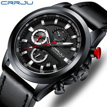 2020 CRRJU новые мужские часы Топ бренд класса люкс Большой циферблат военные кварцевые часы кожа водонепроницаемые спортивные наручные часы Relogio Masculino 2024 - купить недорого