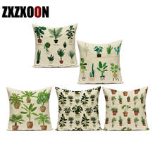 Tropical Plant Cactus Green Leaf Decorative Pillows Cover Home Decor Polyester Sofa Seat Cushion Cover Case for Chair Bedroom 2024 - buy cheap
