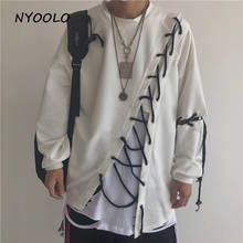 NYOOLO Harajuku style Split tie loose Hip hop tee shirt  Autumn streetwear long sleeve o neck t-shirt women men clothing top 2024 - buy cheap