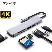 USB C концентратор USB C до нескольких HDMI с поддержкой 4K PD USB 3,0 SD/устройство для считывания с tf-карт OTG адаптер USB разветвитель для MacBook Pro, MacBook Air Lenovo OTG 2024 - купить недорого