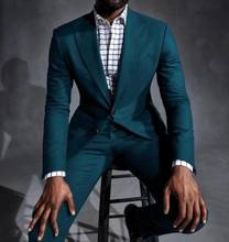 Terno formal de um botão, masculino, da moda, bege, azul, para casamento, jaqueta, calça, padrinho, traje 2024 - compre barato