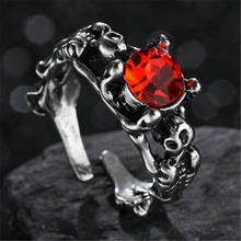 Anillos góticos Punk para hombres y mujeres, anillo Retro de esqueleto, diablo, aleación, motorista, Rock, Rap, Calavera, exageración ajustable, joyería de piedra roja 2024 - compra barato