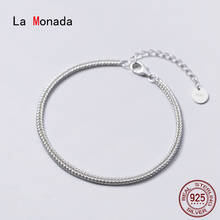 La monada pulseira de prata fina 925, bracelete de joia feminina com corrente minimalista de design ondulado, para mulheres, prata esterlina 925 2024 - compre barato