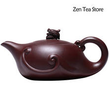 Yixing-TETERA de arcilla púrpura hecha a mano, juego de té Zisha de gran capacidad, 420ml 2024 - compra barato